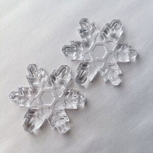 2 Glass Snowflake Pendants 2"